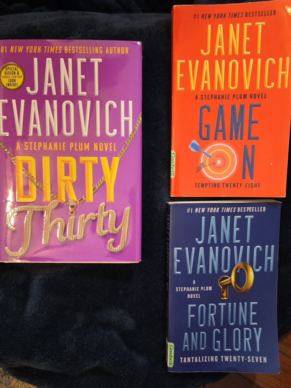 Janet Evanovich 3 Books Dirty Thirty 30, Game On 28, Fortune And Glory 27